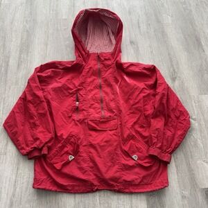 Vintage Express Anorak 1/2 Zip Jacket Windbreaker Red Men's Medium Hooded Retro